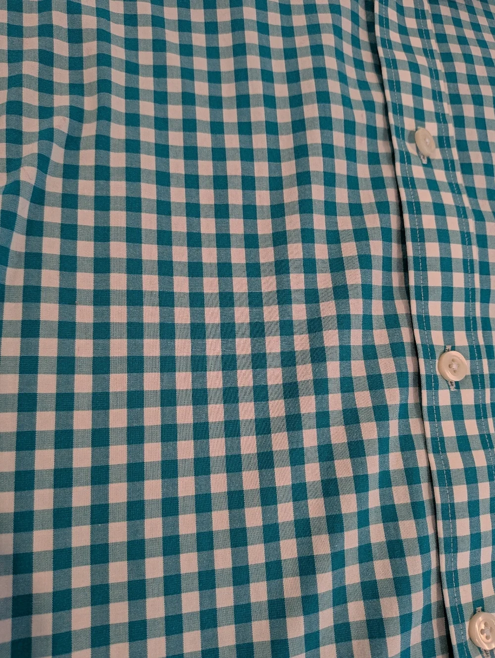 ⭐ J. Crew Teal & White Gingham Plaid Thompson Flex Wrinkle-free Dress Shirt XL